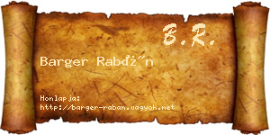 Barger Rabán névjegykártya